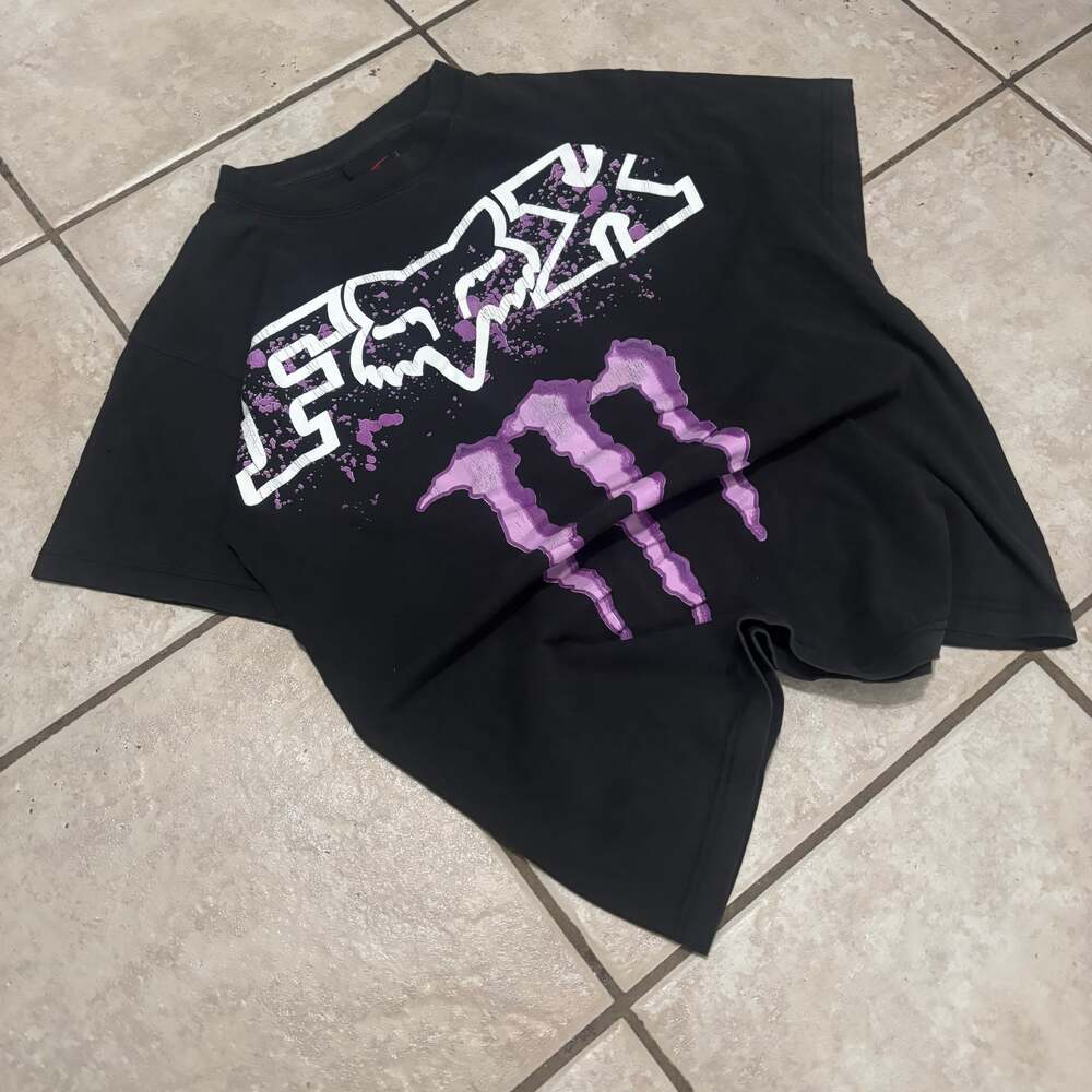 VINTAGE Fox Racing Monster Energy Drink Rare T-Shirt Men's Large Black Y2K